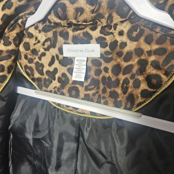 Leopard Print Puffer Vest With Zipper Closure & Snap Pockets By Charter Club Siz - Picture 9 of 9